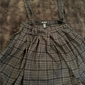 Hot Topic Black and Gray Plaid Skirt with Buckles